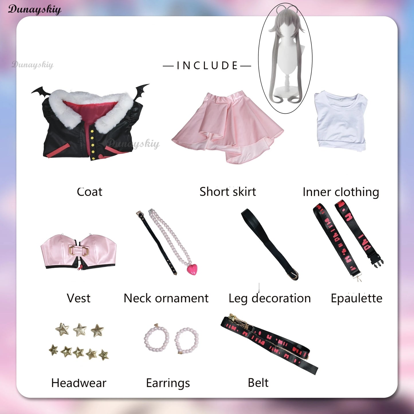 Luo Tianyi Cosplay Costume Wig Vsinger Underground Rock Punk Women's Costume Anime Virtual idol Role-playing Wig Shoe Prop Suits