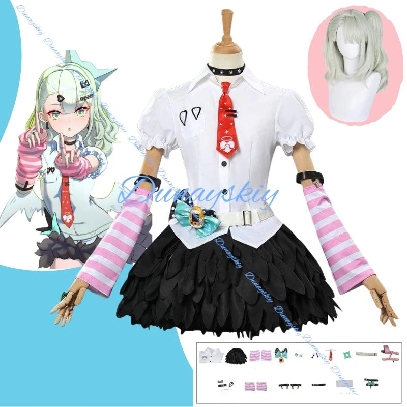Zenless Zone Zero Chinatsu Remiel Cosplay Costume Wig Shirt Skirt Hairpins Ear Clips For Women Girls Angels of Delusion Carnival