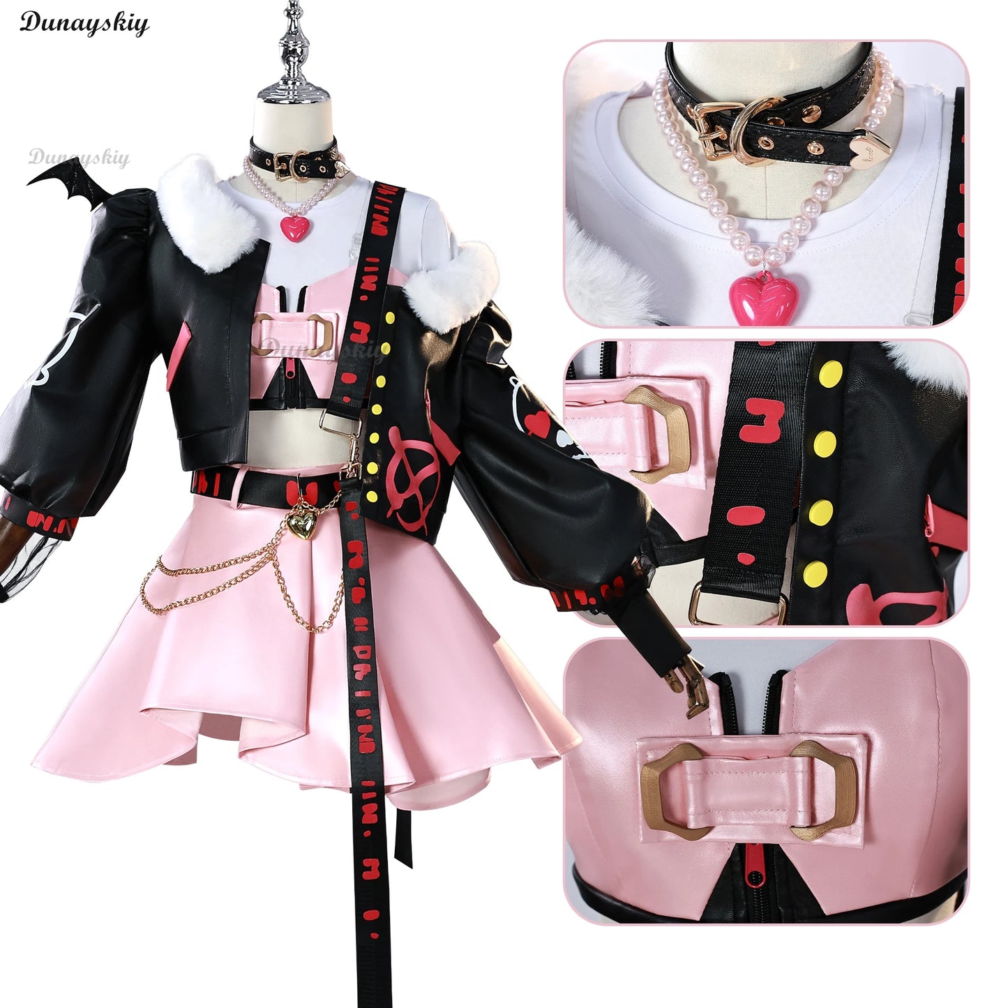 Luo Tianyi Cosplay Costume Wig Vsinger Underground Rock Punk Women's Costume Anime Virtual idol Role-playing Wig Shoe Prop Suits