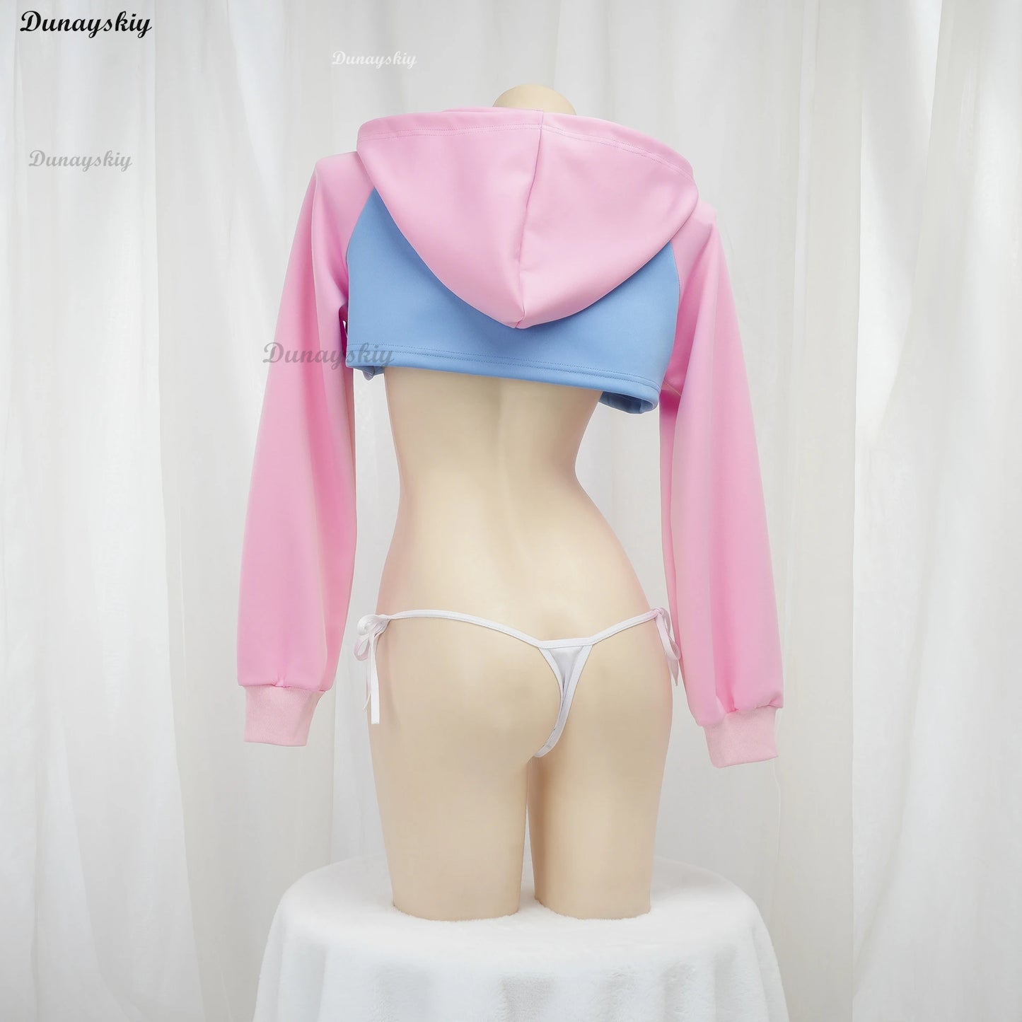 Game Over Anime Girl Pink Blue Short Hoodie Crop Top Long Sleeve Halloween Cosplay Costume Underwear Nightgown Student Outfits