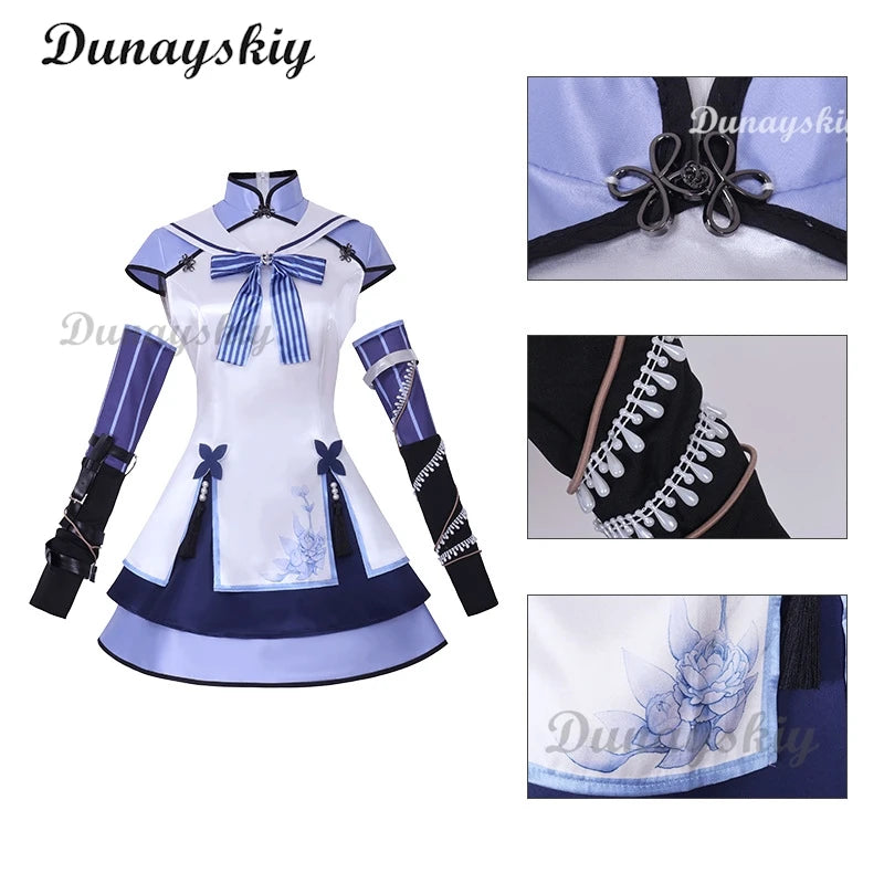Hololive VTuber Blanche Fleur Azuma Seren Cosplay Costume Wig Lovely Dress Uniform Halloween Carnival Party Carnival Outfit
