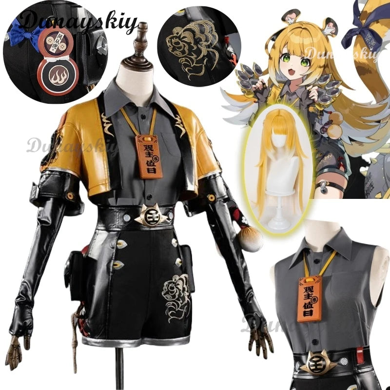 Zenless Zone Zero Ju Fufu Jacket Shorts Cosplay Costume Wig Uniform Yunkui Summit Halloween Party for Women Girls Carnival Props