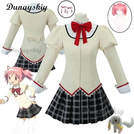 Kaname Madoka Cos Puella Magi Madoka Magica Anime Cosplay Costume Akemi Homura Miki Sayaka Tomoe Mami Sakura Kyouko school