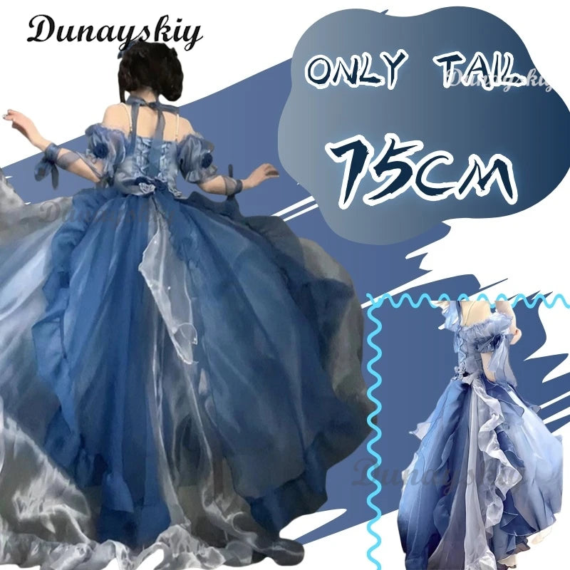 Blue Flower Wedding Dress Cos Lolita Dress Lolita Heavy Industry Trail Puffy Princess Dress Bow Lolita Cosplay Customized