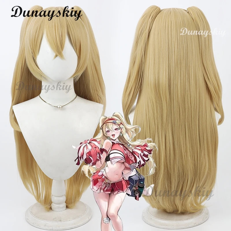 Clay Cosplay Wig Nikke Goddess of Victory Yellow 90cm Heat Resistant Synthetic Hair Halloween Party Role Play + Free Wig Cap