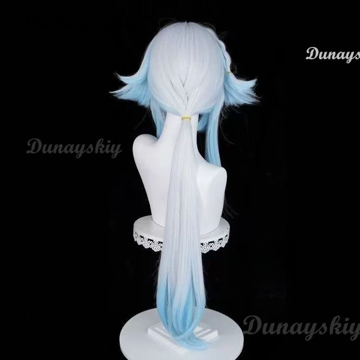 Cerydra Cosplay Wig Honkai Star Rail Blue Gradient Long Silver Gray Straight Hair Blunt with Bangs Wigs For Women Girls Carnival
