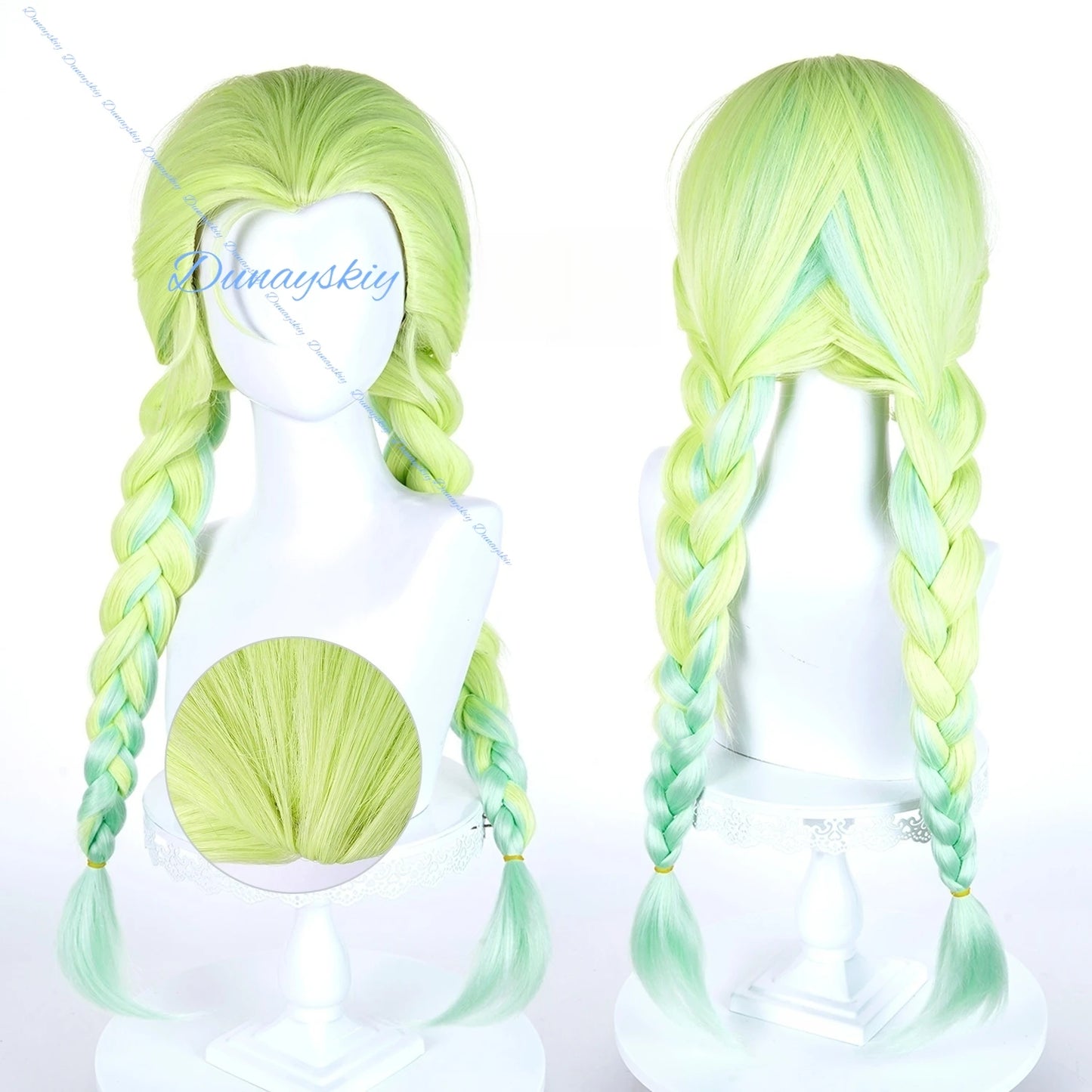 Anim New Panty Stocking Gunsmith Bitchhh Cosplay Wig Garterbelt Green Double Braids Hair Halloween Party Women Girls Carnival