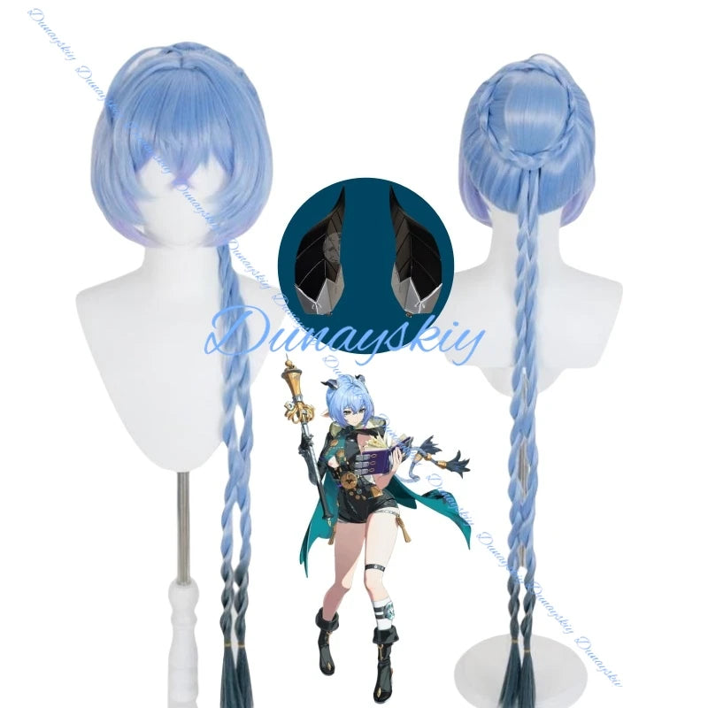 Game Zenless Zone Zero ZZZ Lucia Cosplay Wig Prop Corn Blue Braids Wigs Heat Resistant Synthetic Wigs + Wig Cap