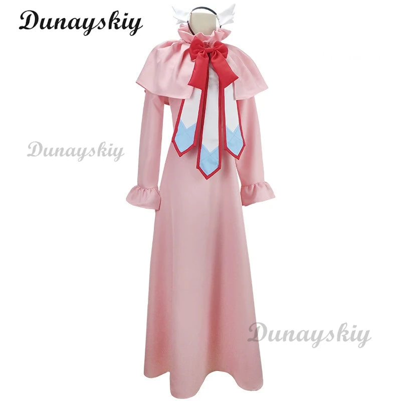 Anime Tail Mavis Vermilion Pink Dress Cosplay Costumes Wig  Women Full set Outfit Halloween Party Sets Customized