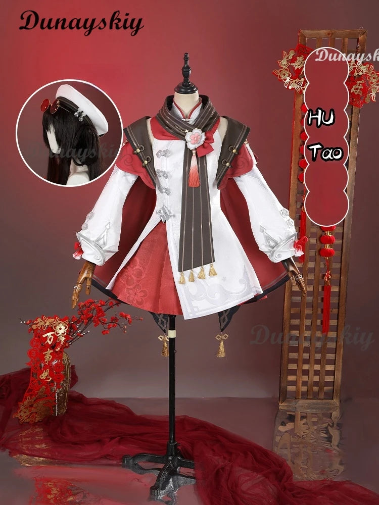 Genshin Impact Hutao New Skin Cosplay 2025 Genshin Lantern Rite Hu Tao Outfit Long Wig Halloween Xmas Cosplay Costume for Girls