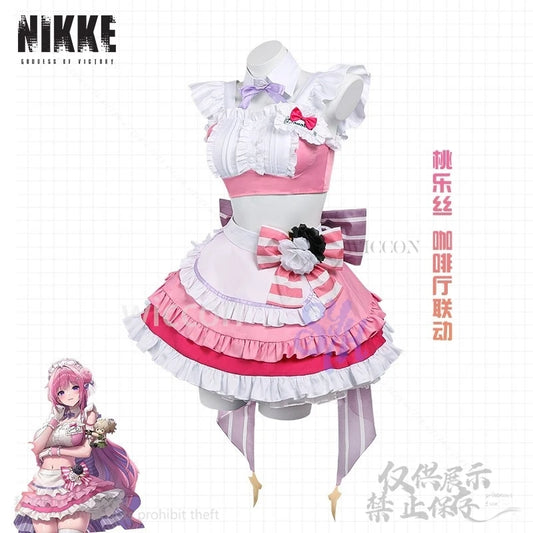 Game NIKKE：The Goddess Of Victory Dorothy Doro Cosplay Anime Coffee Maid Costume Kawaii Pink Ruffles Bow Cake Dress Halloween