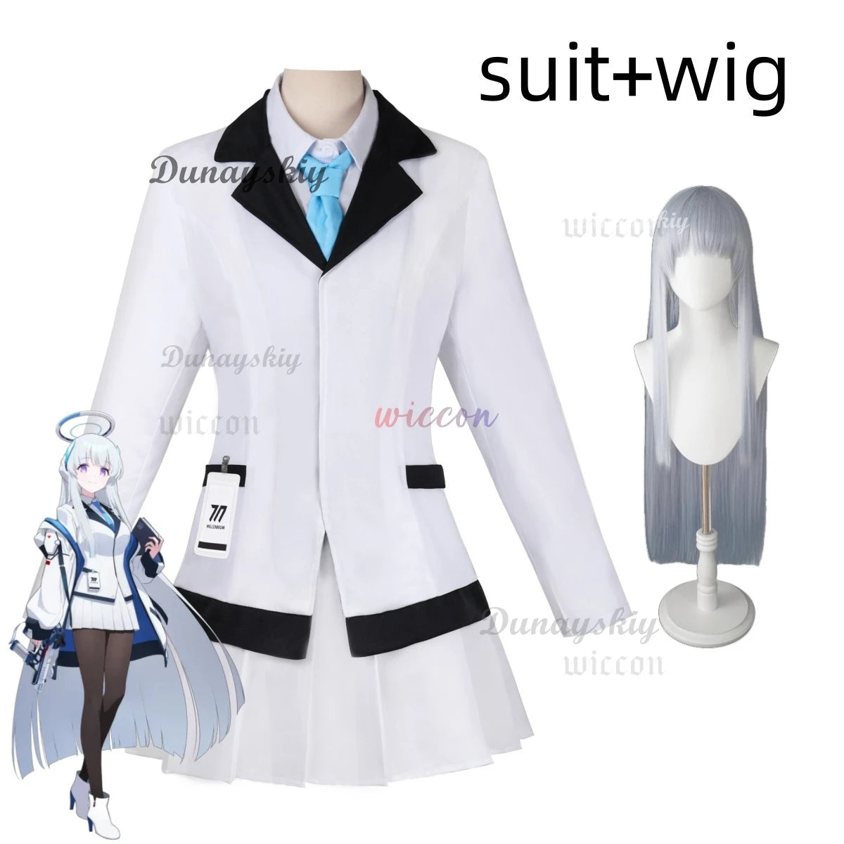 Game Blue Archive The Animation Ushio Noa Cosplay Costume Japanese School Uniform Skirt Coat Wig Woman Sexy Carnival Suit