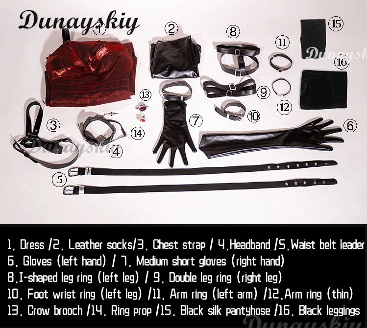 Love and Deepspace Heroines Cosplay Costume Wig Red Dress Enchanting Veil Uniform Sylus Relentless Conqueror Halloween Party