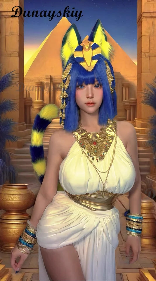 Ankha Cosplay Costumes Egyptian Queen White Sexy Dresses Game Animal Crossing Role Play Uniform Halloween Carnival Dressing