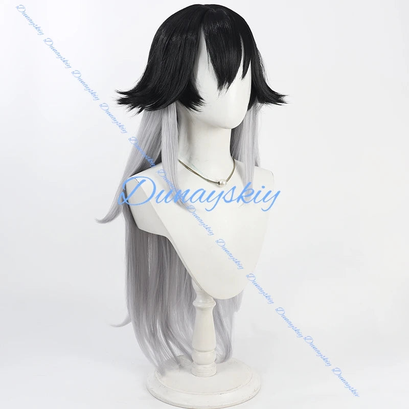 Nikke The Goddess of Victory K Cosplay Wigs K 90cm Synthetic Hair Long Straight Black Mixed Gray Cos Wig Heat Resistant