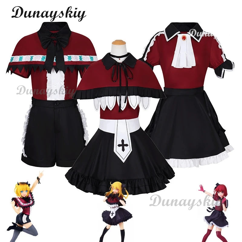 Hoshino Ruby/Arima Kana/Memu Cho Cosplay Costume Cape Style Anime Oshi No Ko B-Komachi Stage Dress Wig Halloween Party Women