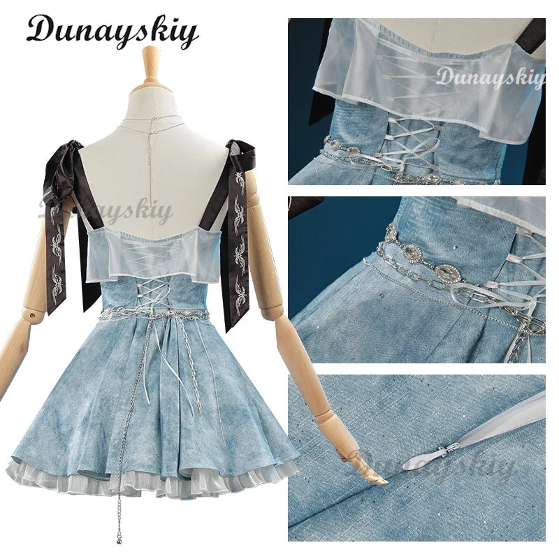 Caleb Couple Suit Love And Deepspace Cosplay Costume Blue Camisole Dress Girls Women Clothes Halloween Party Suit Customized