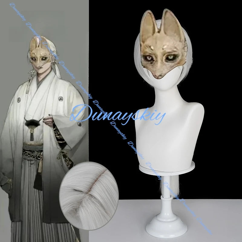 Fox Mask Shimizu Hinako Wig SILENT F Cosplay Heat Resistant Black White Synthetic Hair Halloween Prop