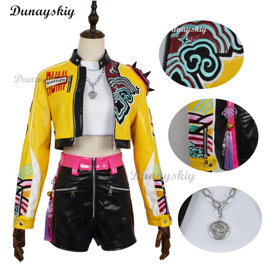 K-Pop: Demon Hunters Rumi Cosplay Costume Wig Uniform Halloween Carnival Party Christmas Play Role Clothes Clothing for Women