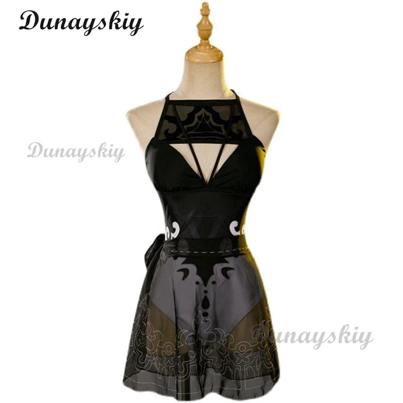 Anime Game Nier Automata Yorha 2B Cosplay Costume Sexy Hollow Two Piece Bikini Swimsuit Halter Neck Swimwear Bathing Customized