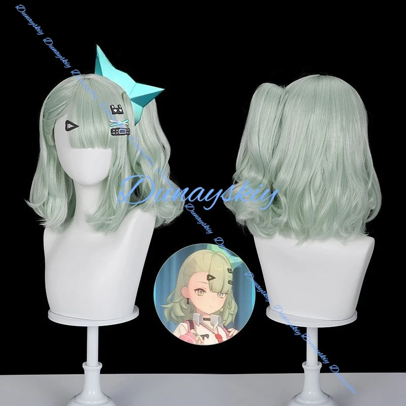 Zenless Zone Zero Virtual Idol Chinatsu Remi Cosplay Wig Game Zenless Zone Zero Cosplay Women 40cm Light Green Ponytail Wig