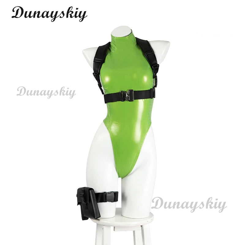 Fighting Game SF Cammy White Cosplay Leather Suit Bikini Bodysuit Glove Hat Strap Wig Stocking Halloween Costumes Women Jumpsuit