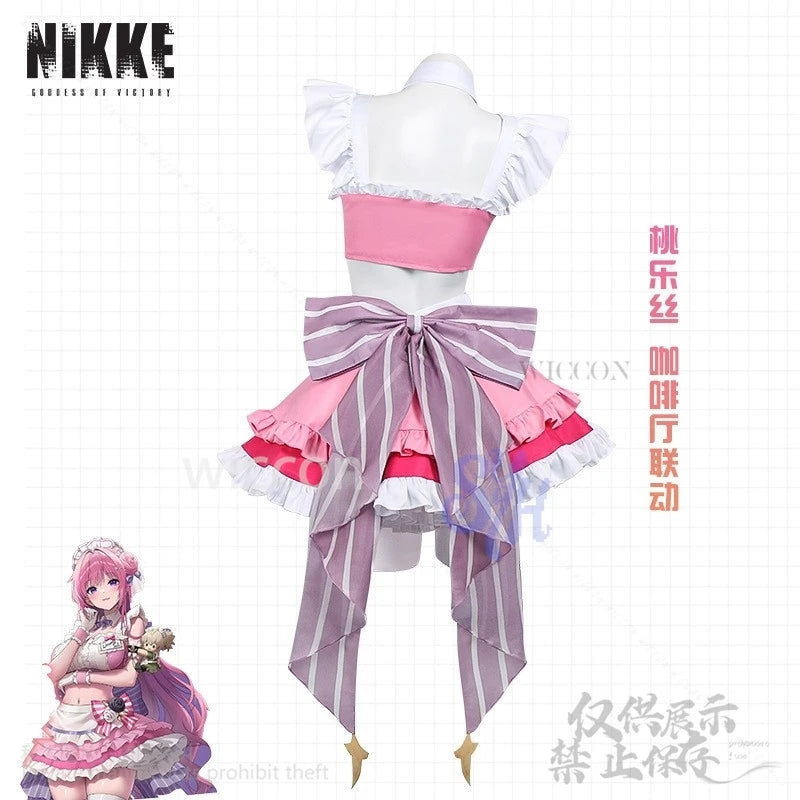 Game NIKKE：The Goddess Of Victory Dorothy Doro Cosplay Anime Coffee Maid Costume Kawaii Pink Ruffles Bow Cake Dress Halloween