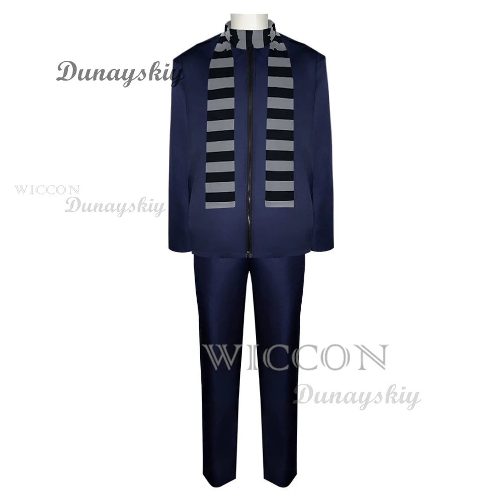 Movie Vector Cosplay Costume Orange Jakect Pant Outfits Set Mushroom-shaped  Wig Glasses Halloween Fancy Suit Party Suit