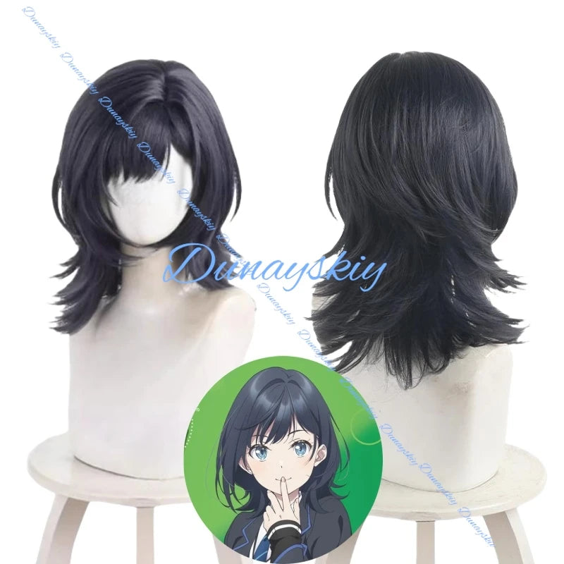 Anime Chitose Is in The Ramune Bottle Yuuko Hiiragi Cosplay Wig Long Blond Hair Blue Ribbon Halloween Party Prop