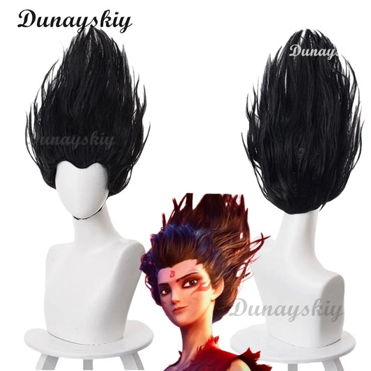 Anime Movies Nezha Cosplay Wig Black Hair Teen Wig Props Aobing Ne Zha 2 Halloween Party for Women Men Carnival Accessory Gifts