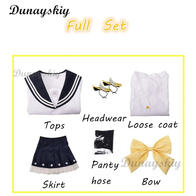 Game Blue Archive Ajitani Hifumi Cosplay Women Jk Uniform Outfit Ajitani Cos Wig Halo Halloween Costume Sets