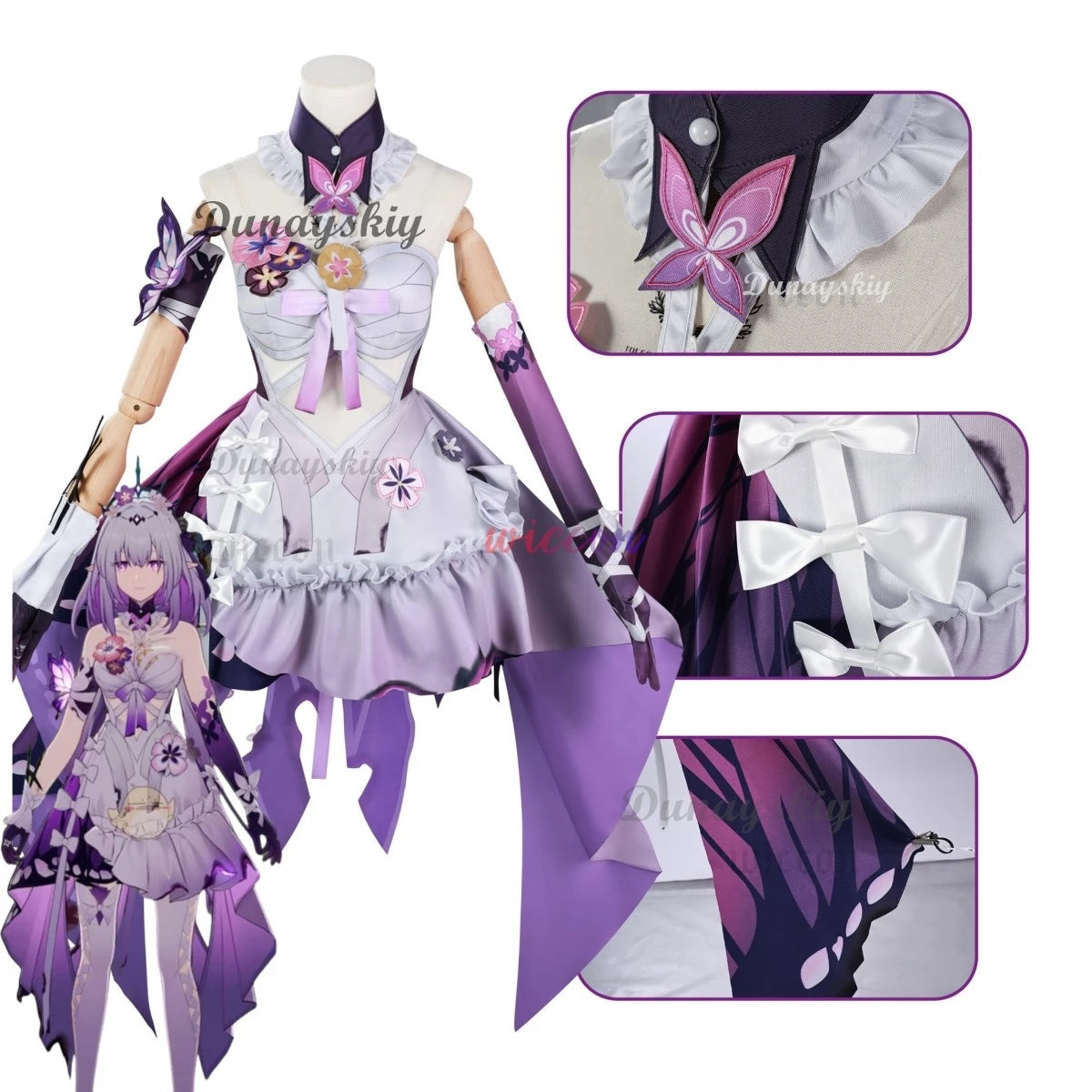 Game Honkai: Star Rail Castorice Cosplay Costume Purple White Dress Lolita Skirt Wig Adult Woman Sexy Cute Carnival Party Suit
