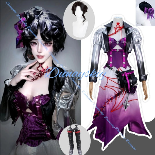 Game Identity Ⅴ Emily Dyer Doctor Lydia Jones Cosplay Costume Coat Purple Dress Uniform Woman Sexy Carnival Halloween Suit