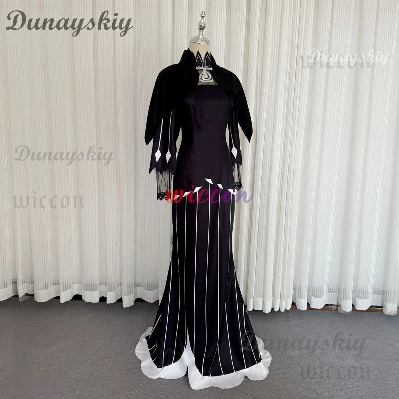 Anime Re:Life in A Different World From Zero Echidna Cosplay Costume Black Evening Dress Long Skirt Wig Woman Sexy Carnival Suit