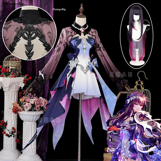 Game Helektra Cosplay Wig Mixed Color Long 100cm Wigs Women Cosplay Anime Cosplay Wig Heat Resistant Synthetic Hair + Wig Cap