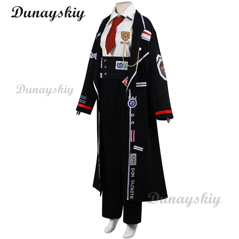 Don Quixote Cosplay Top Pants Coat Game Limbus Company Costume Wig Black Uniform Prop Halloween Carnival Customized