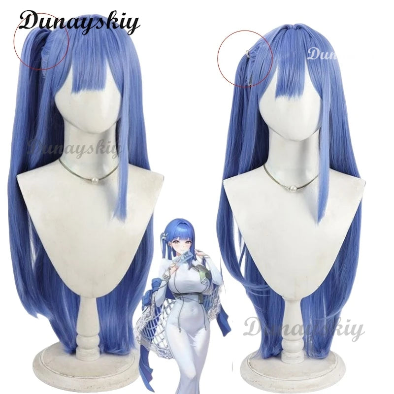 Game NIKKE：The Goddess of Victory Synthetic Hair Arcana Cosplay Wig 80cm Long Blue Ponytail Wigs Customized