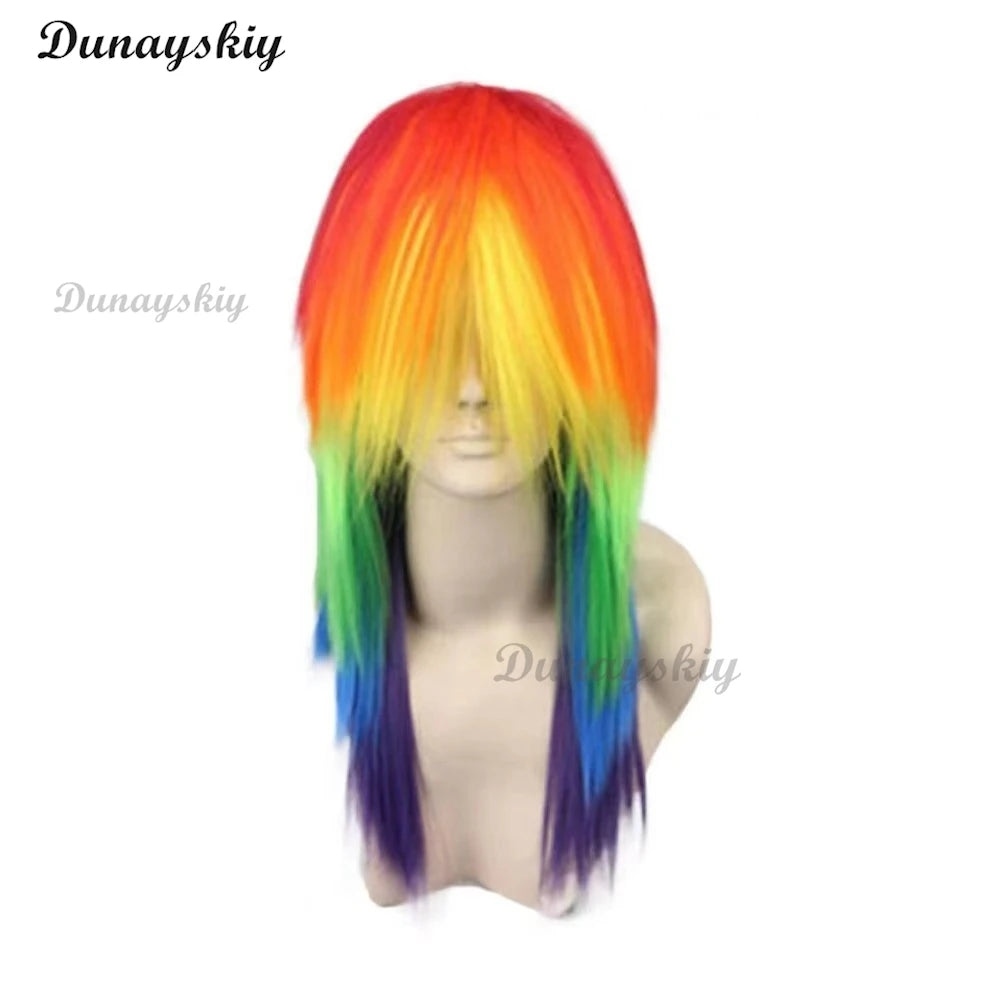 My Little Anime Rainbow Applejack  Pinkie Pie Dash Multi Color Synthetic Hair Pony Cosplay Wigs Heat Resistance Fiber Wigs
