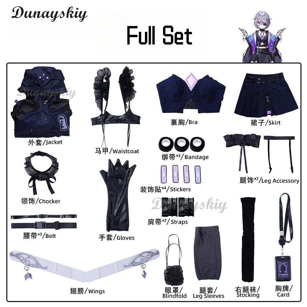 Hololive EN Vtuber Koseki Bijou Cosplay Coat Chunibyo Dark Hunter New Outfit Costume Wig Dress Halloween Xmas Customized