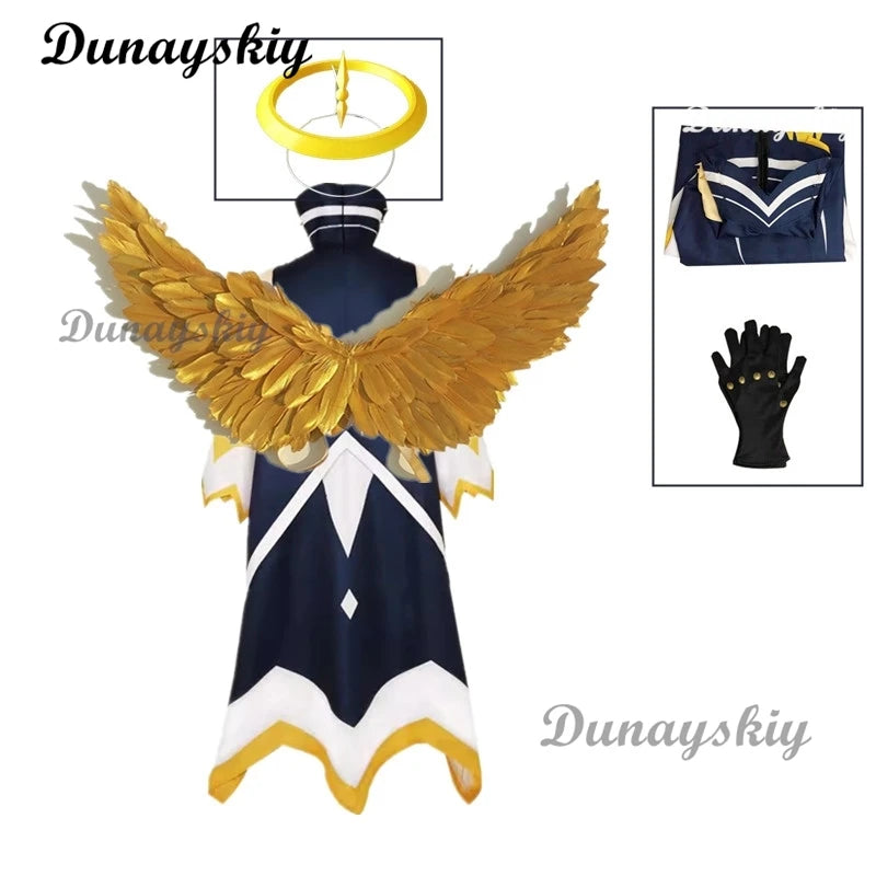 Hazbin Adam Cosplay Anime Hotel First Man Angel Halo Clothes Cosplay Costume Suit Unisex cos Halloween Party Angel Wings