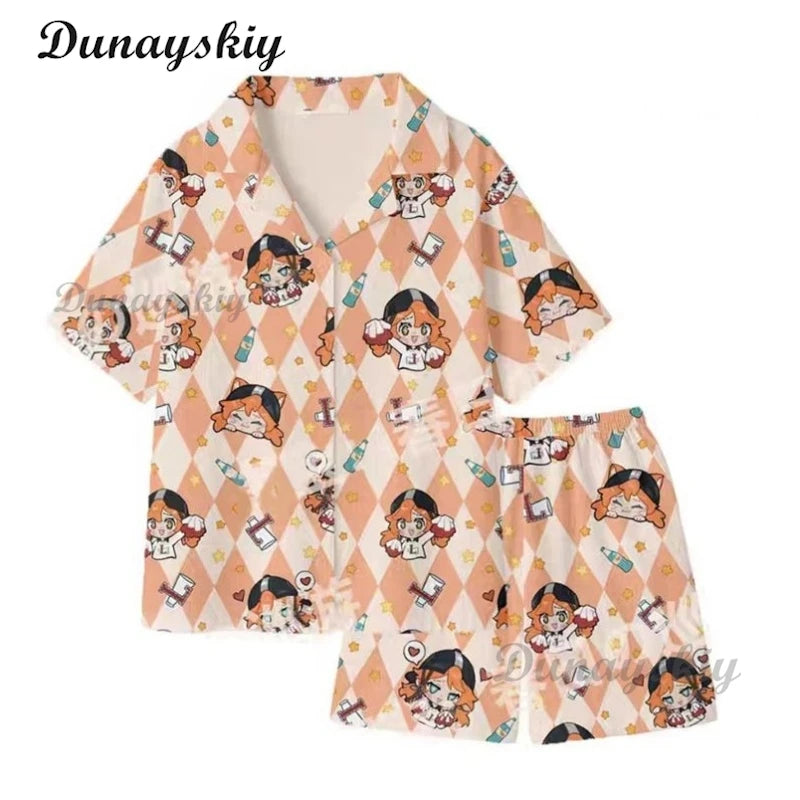 New Anime Identity V Cosplay Painter Cheerleader Acrobat Women Men Summer Short Sleeved Shorts Pajamas Home Clothes Costumes