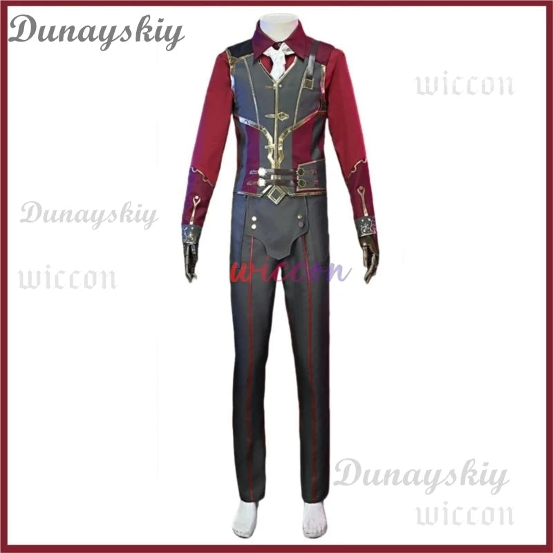 Game LOL Arcane Silco Cosplay Costume Anime Military Uniform Trench Coat Boot Wig Adult Man Halloween Christmas Party Suit
