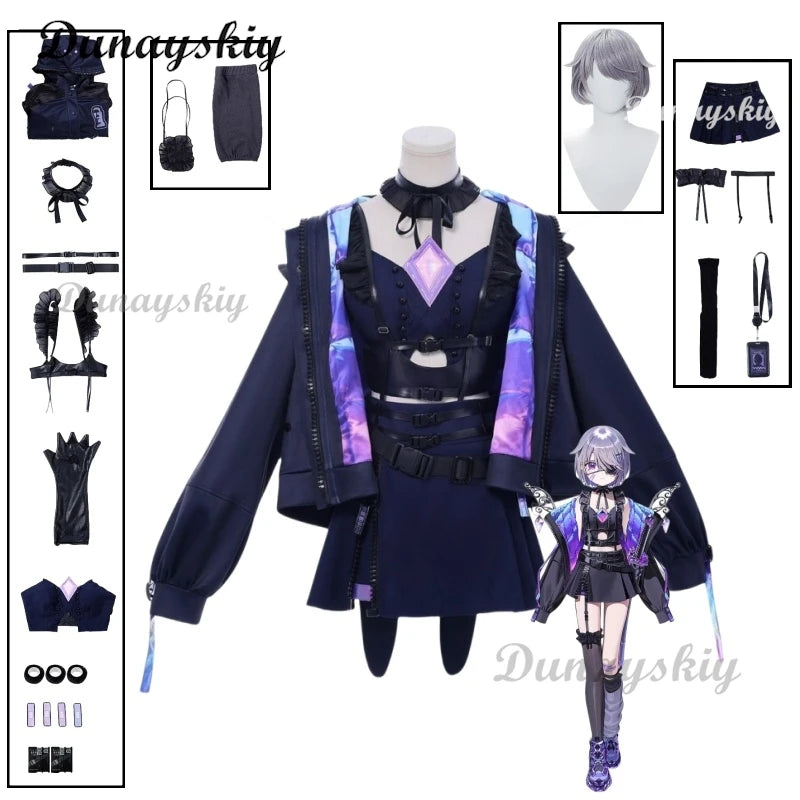 Hololive EN Vtuber Koseki Bijou Cosplay Coat Chunibyo Dark Hunter New Outfit Costume Wig Dress Halloween Xmas Customized