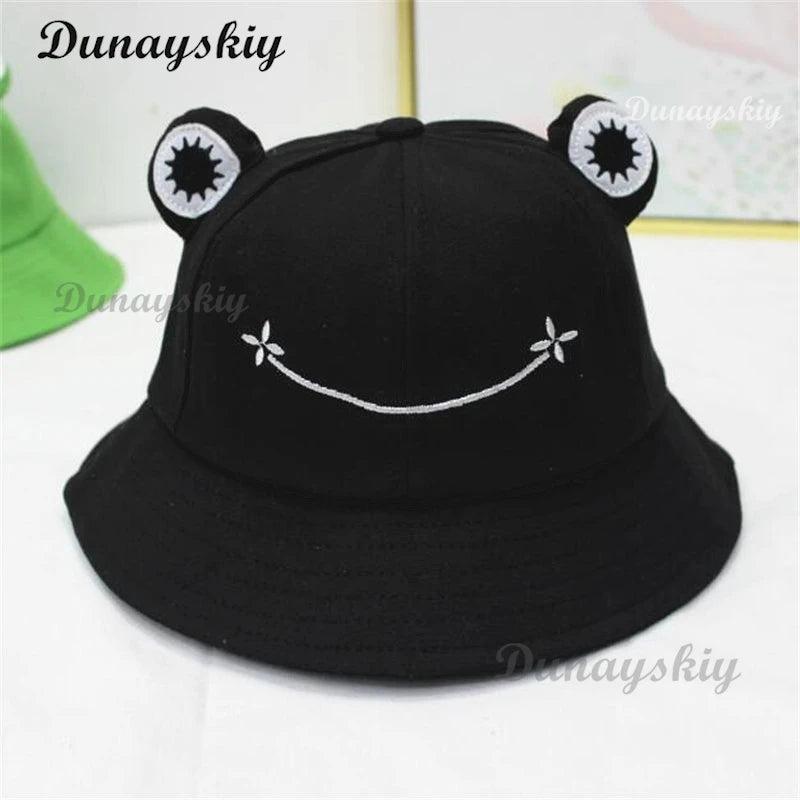 Cute Frog Bucket Hats Cosplay Accessories Women Bucket Hat Women Summer Outdoor Sun Fishing Cap Cotton Wild Panama Decorative