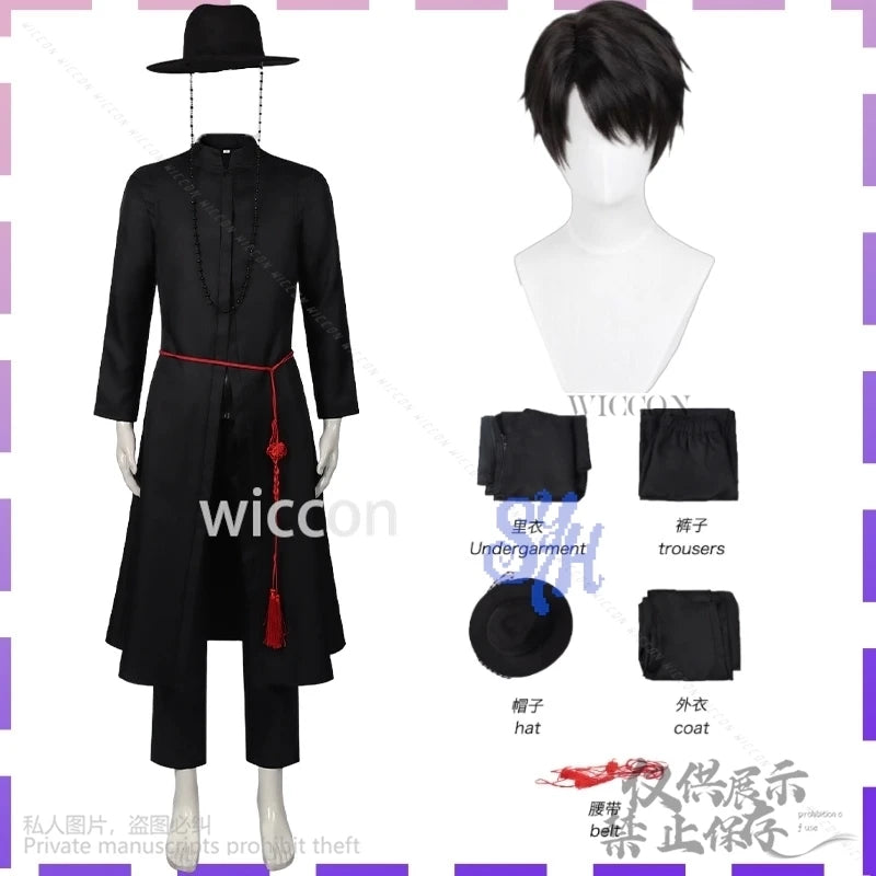 Anime Movie Kpop Demon Sajaboys Cosplay Jinu Boy Group Handsome Uniform Vampire Goth Punk Long Coat Korea Idol Halloween Suit