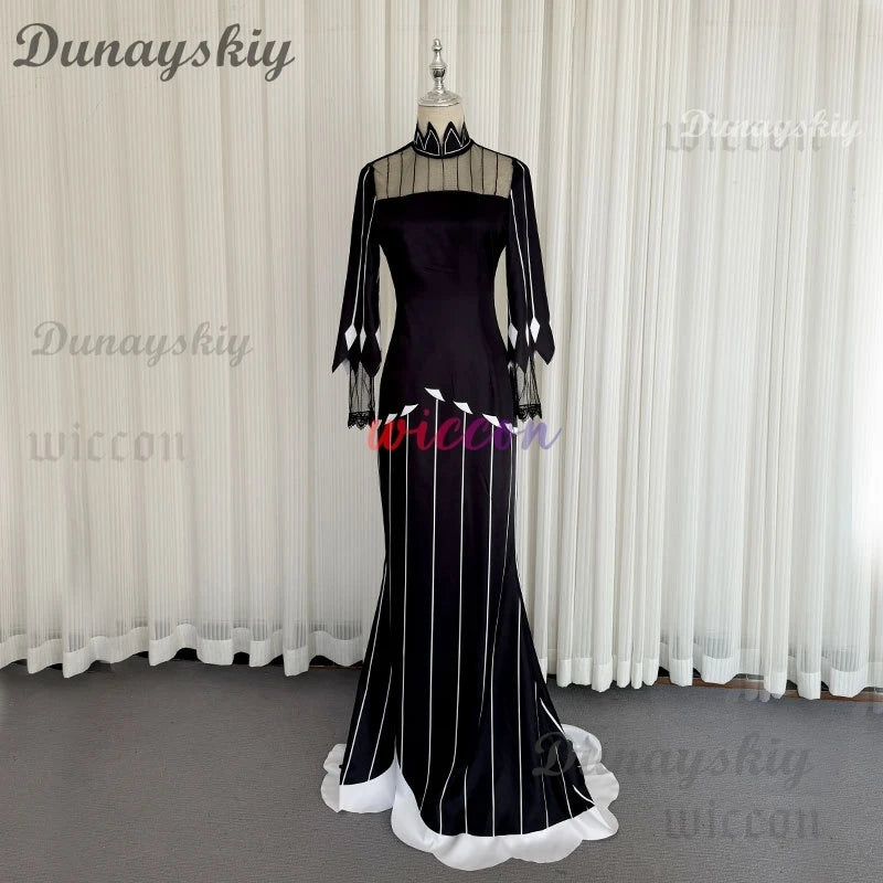 Anime Re:Life in A Different World From Zero Echidna Cosplay Costume Black Evening Dress Long Skirt Wig Woman Sexy Carnival Suit
