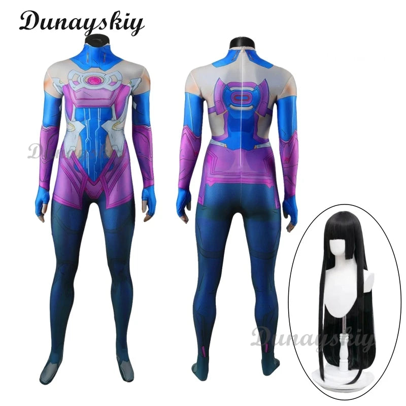 Mv Rivals Galacta Gali Cosplay Purple Jumpsuit Daughter of the Devourer Outfits Wig Comic Game Clothes Uniform Halloween Suit