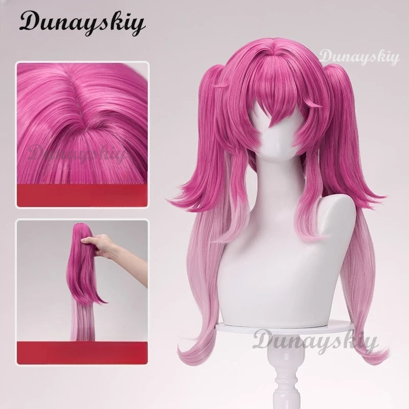 Game Wuthering Waves Lupa Cosplay Wig Pink Twin Ponytails Septimont Rinascita Halloween Party for Women Girls Carnival Cos Props