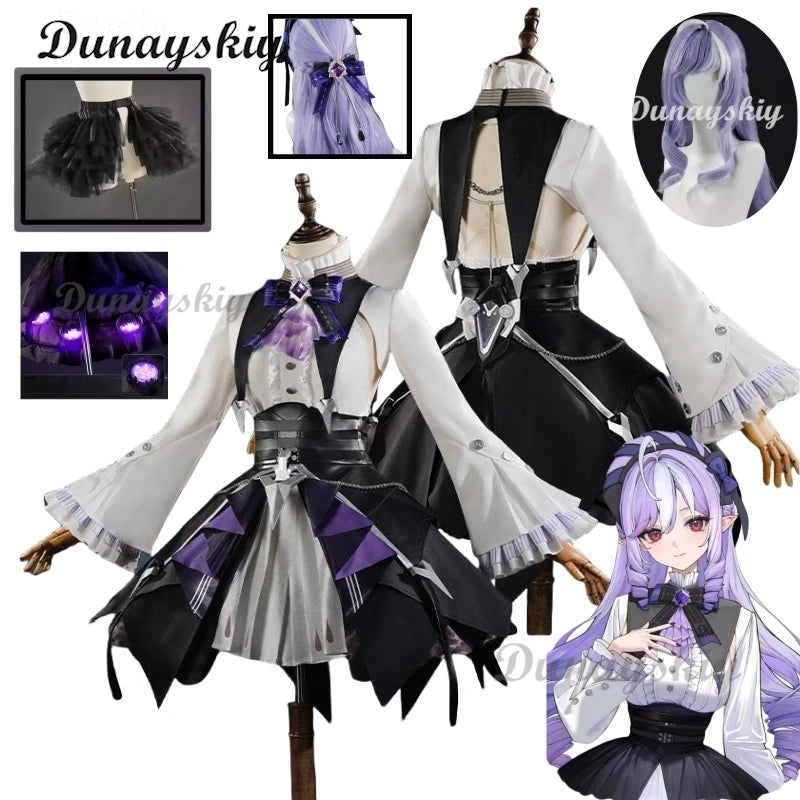 Vivian Cosplay Zenless Zone Zero Costume Wig Black Purple Dress Headwear Full Set For Women Girls Mockingbird Halloween Carnival