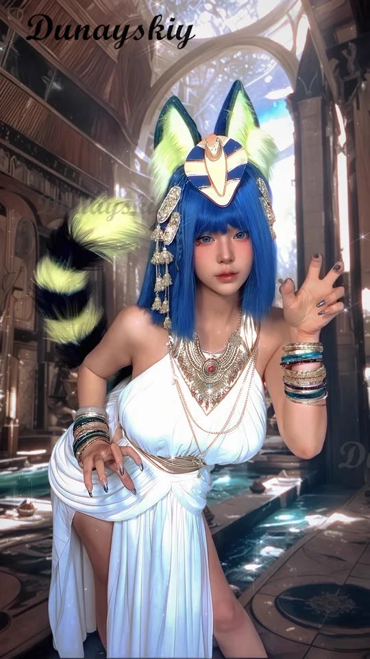 Ankha Cosplay Costumes Egyptian Queen White Sexy Dresses Game Animal Crossing Role Play Uniform Halloween Carnival Dressing